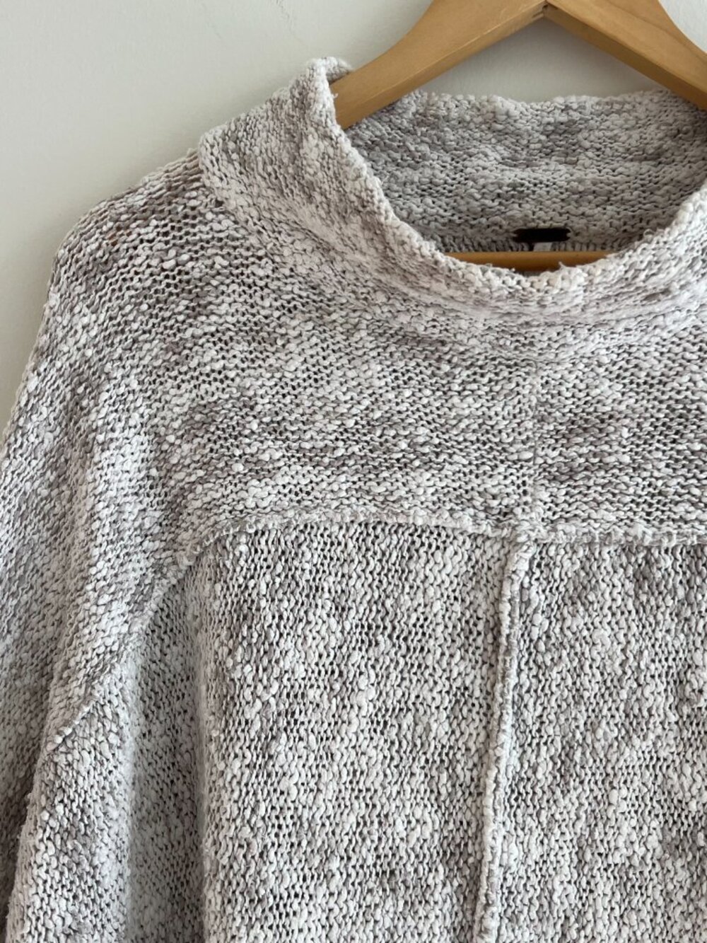 Free People Grey Marled Oversized Cowl‎ Neck Knit Sweater Boho Medium - Picture 5 of 8